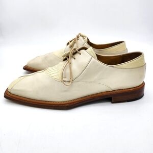 Mezlan Shoes Men's 12 M Plain Toe Exotic Derby Lizard Leather Cream